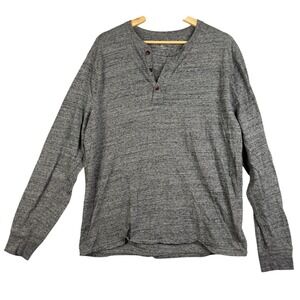 Mercantile J.Crew Men's Y-Neck‎ Pullover Tee Shirt Gray Henley XL 100% cotton